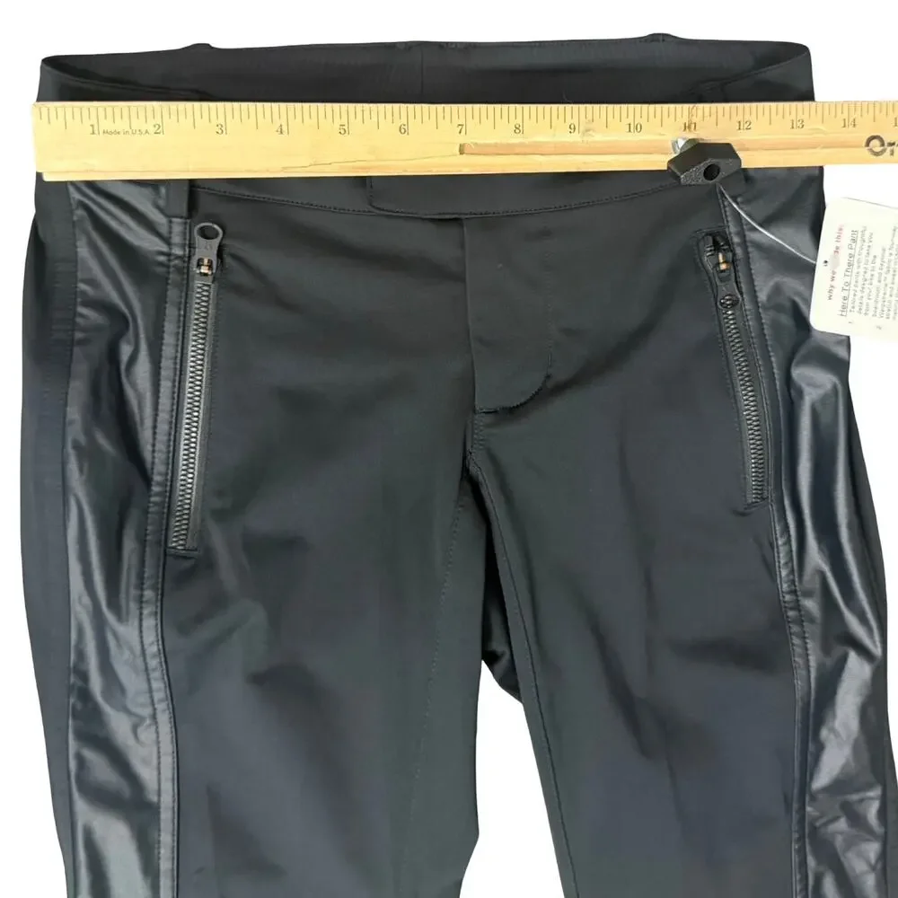 Lululemon Here To There Pant Black Vegan Leather Side Panels Slim size 4 NEW Tag